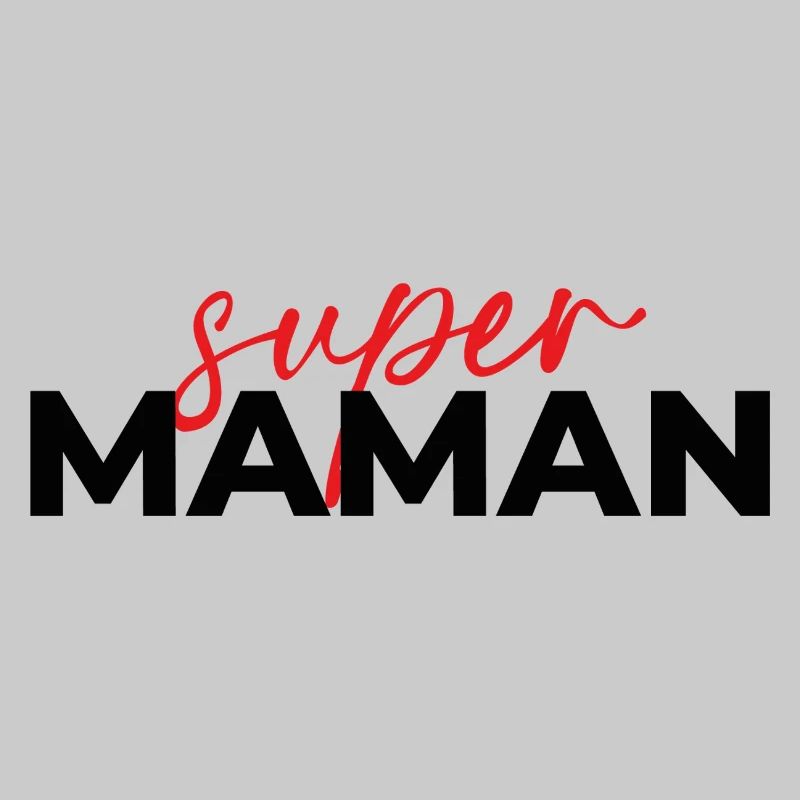 Super Maman Script Rouge sur Noir