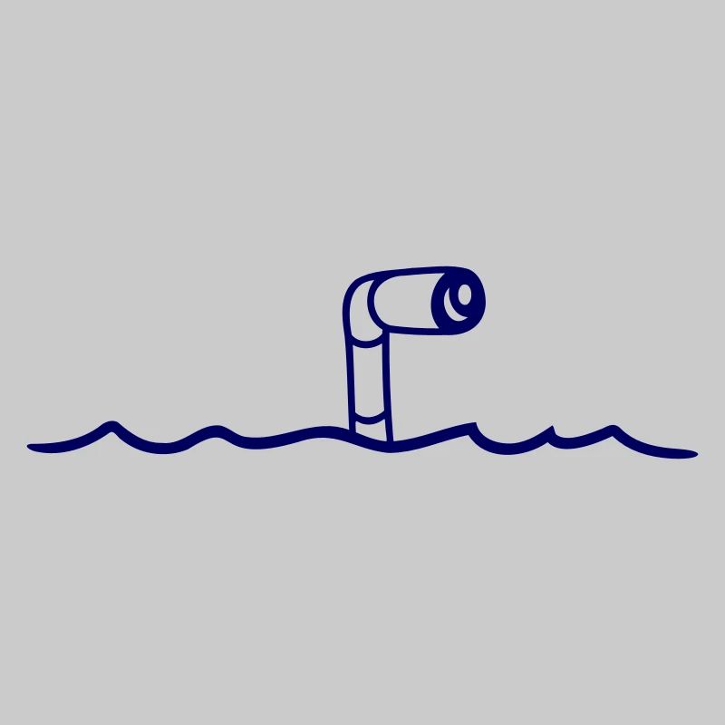 Submarine Water Surface Periscope Watching Dives