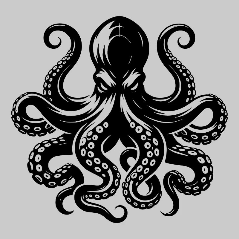 Grim octopus with tentacles and suction cups