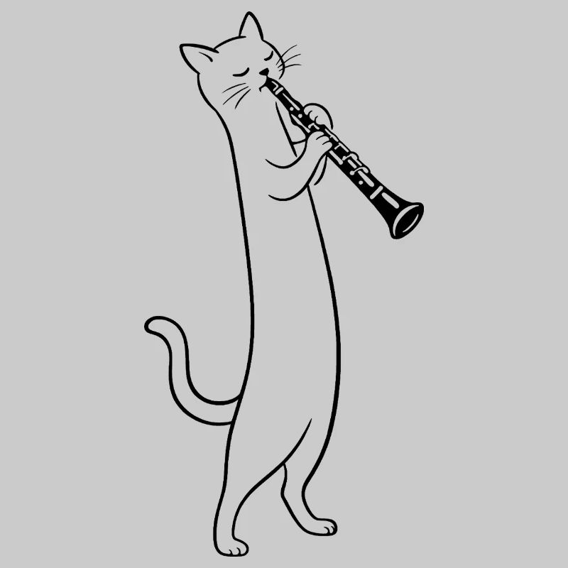 Katze spielt Klarinette