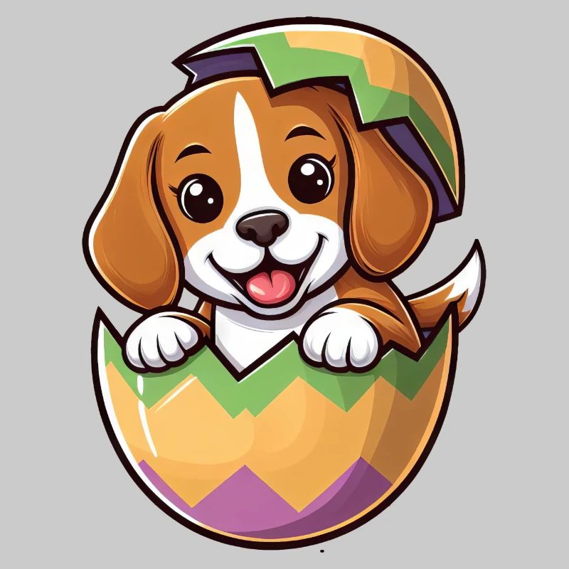Oeuf de Pâques coloré avec conception de Beagle à éclosion