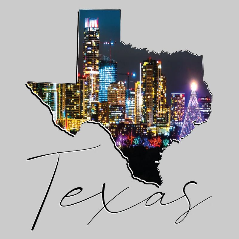 Austin Skyline in Texas State Map TX