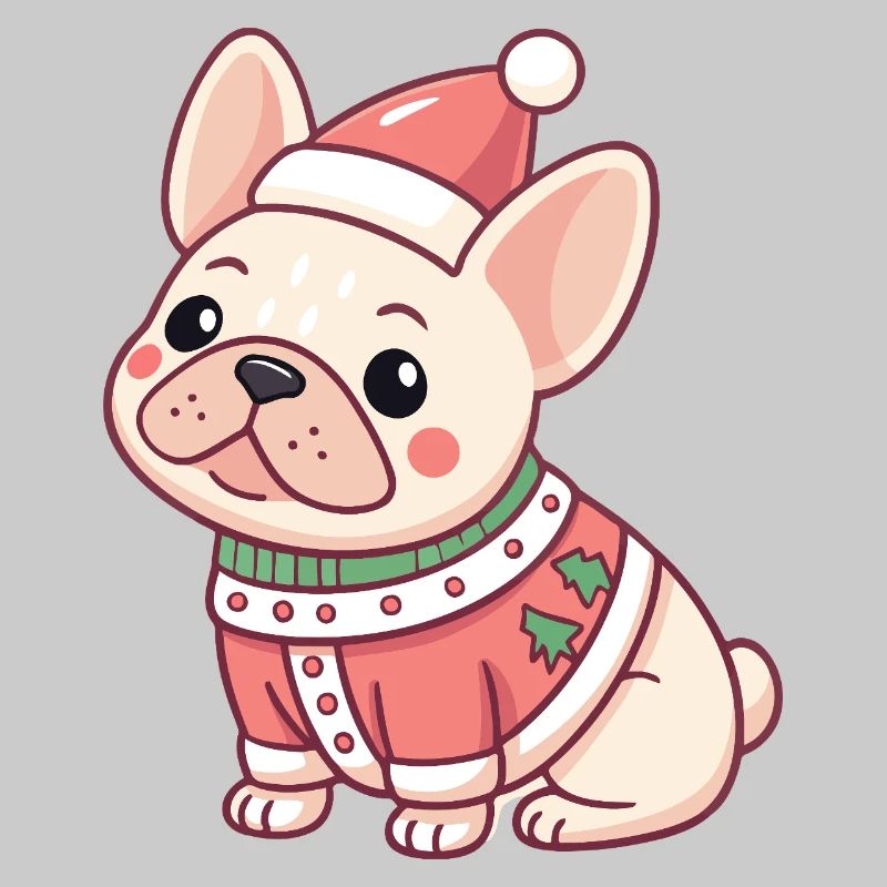 Chiot Noël en pull rouge