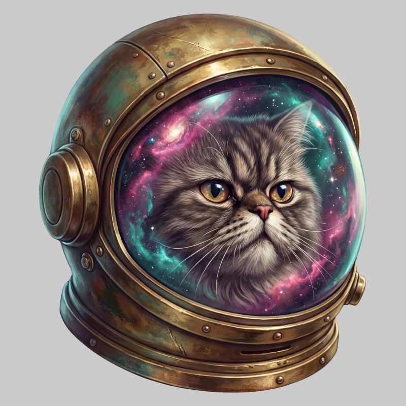 Astronaute chat dans un casque spatial
