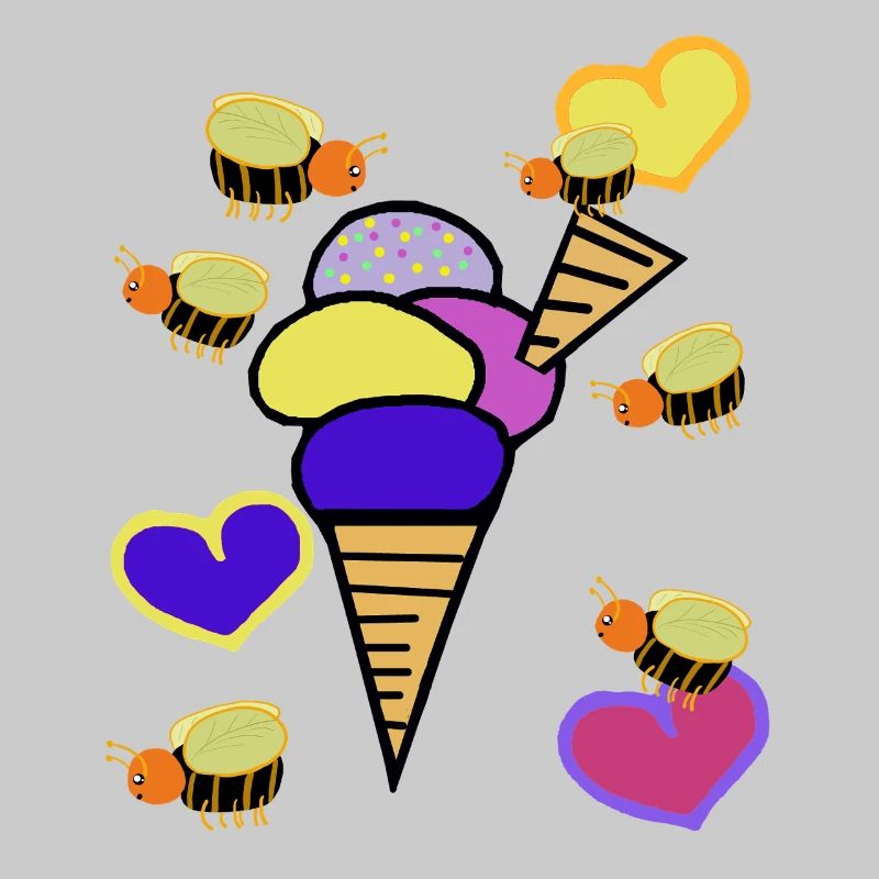 Retro Eis Eiskrem Eiscreme Bienen