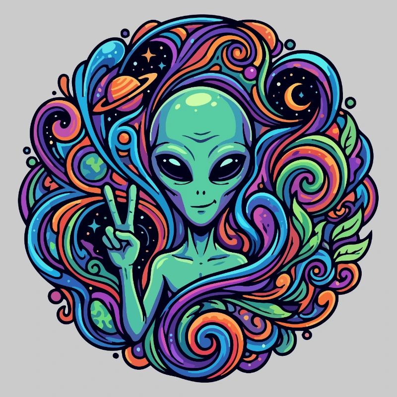 Außerirdischer Peace Zeichen psychedelisch Alien
