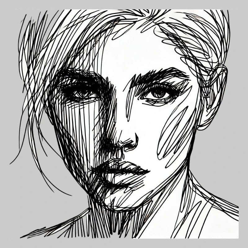 Expressive line portrait
