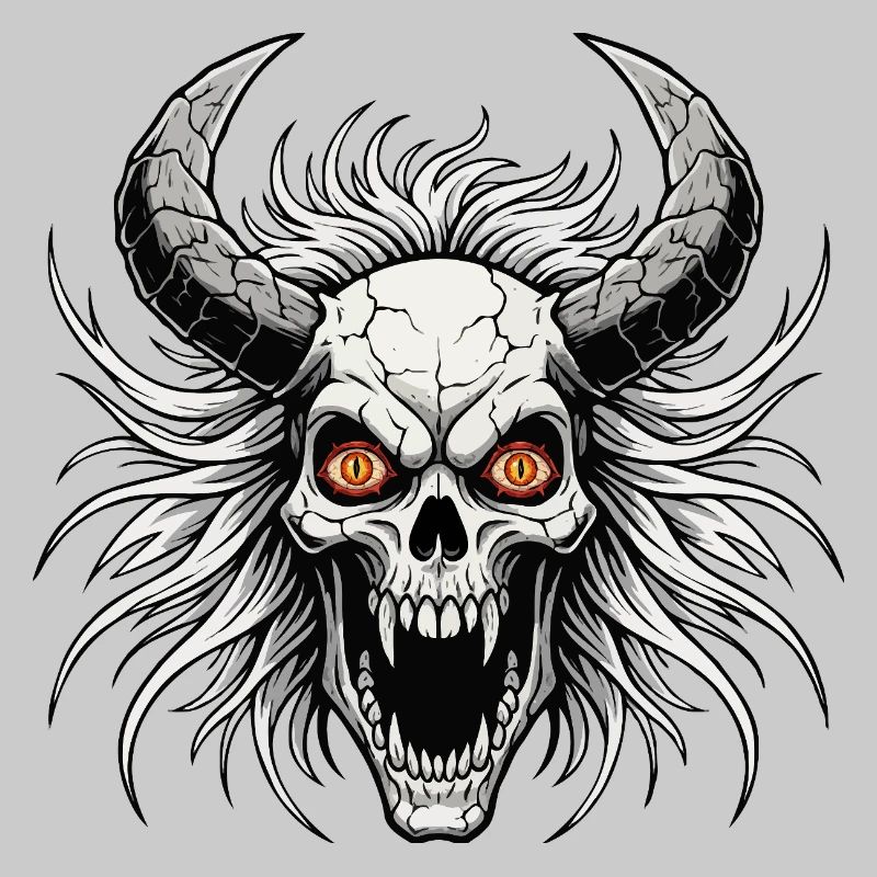 Crâne de diable avec des cornes