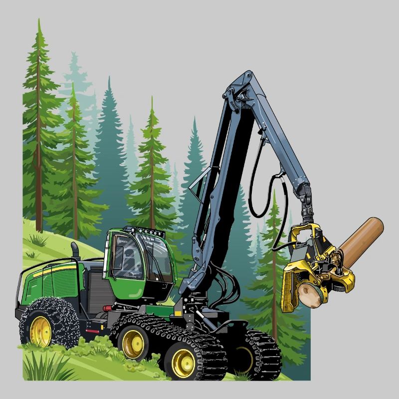 Récolteuse, moissonneuse en forêt