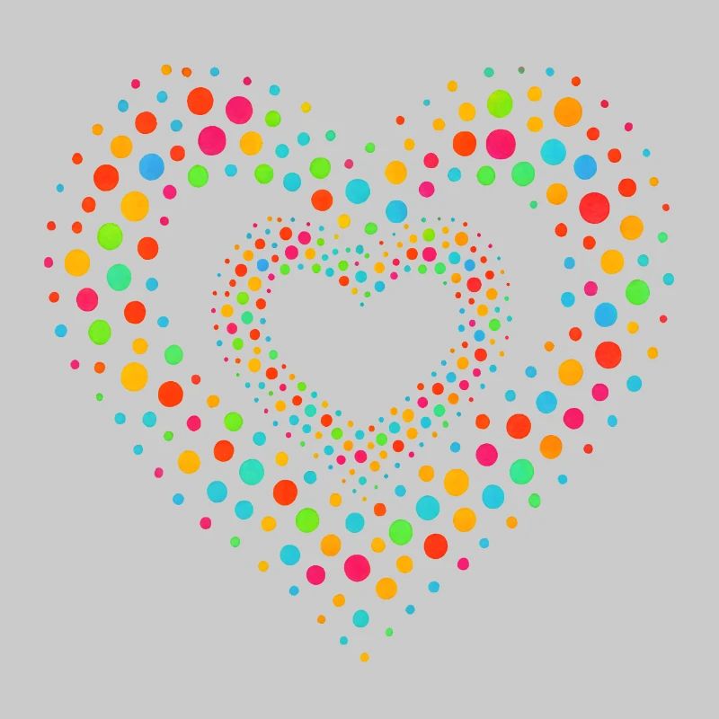 Rainbow Dot Heart Pattern Tee