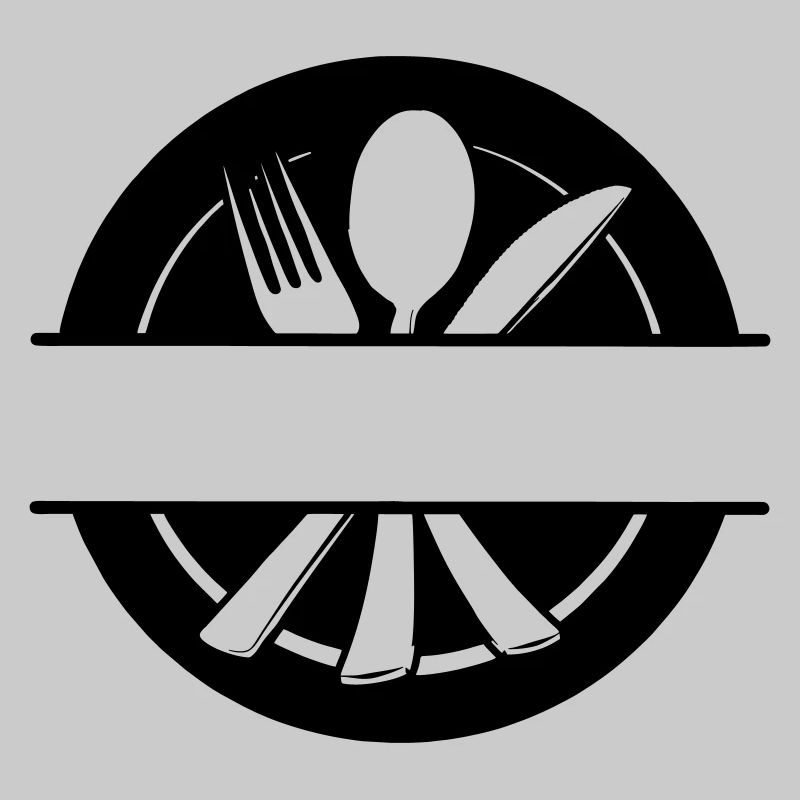 Besteck-Menü-Logo mit Teller