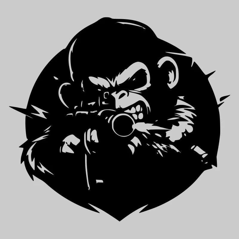 Affe mit Gewehr