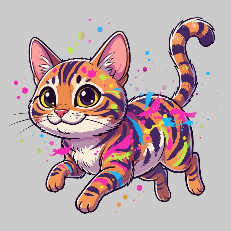 Art coloré éclaboussé de chats