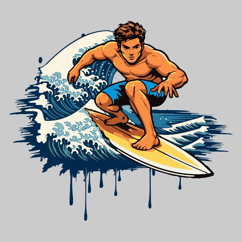 Dynamische Graffiti Illustration  eines Surfers