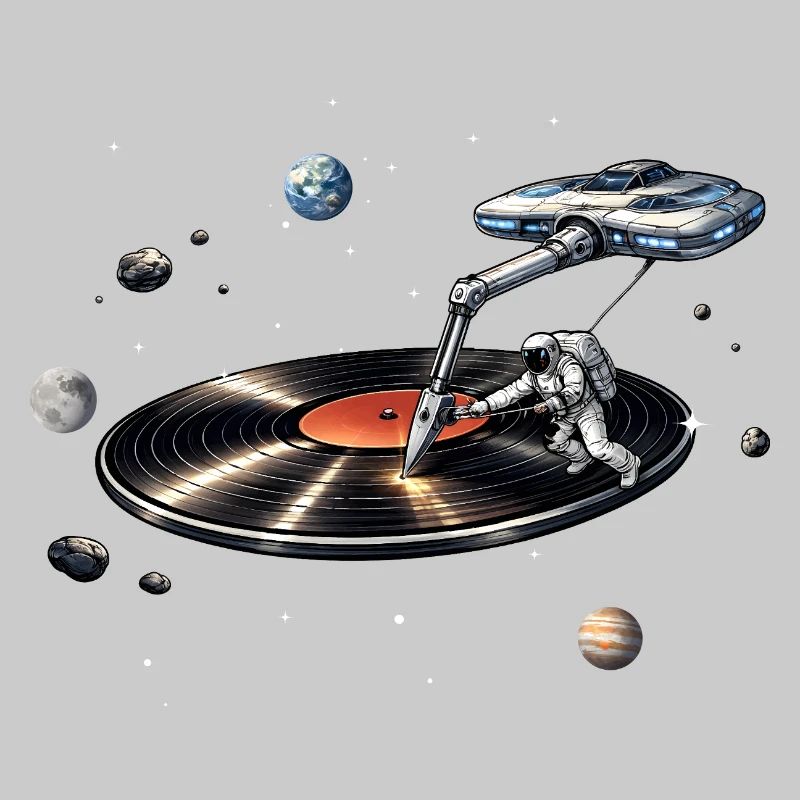Astronaut as a plate needle in space