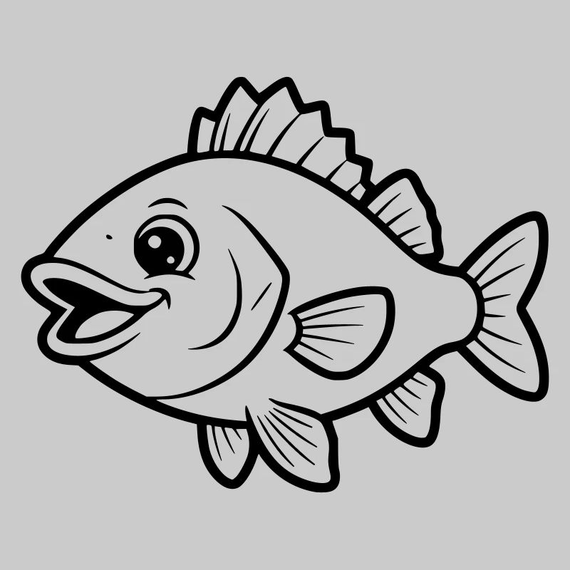Cute Perch Fish Comic Coloring Page