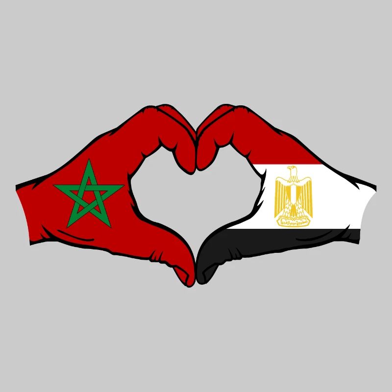 Maroc Égypte Drapeau Mains Coeur Forme