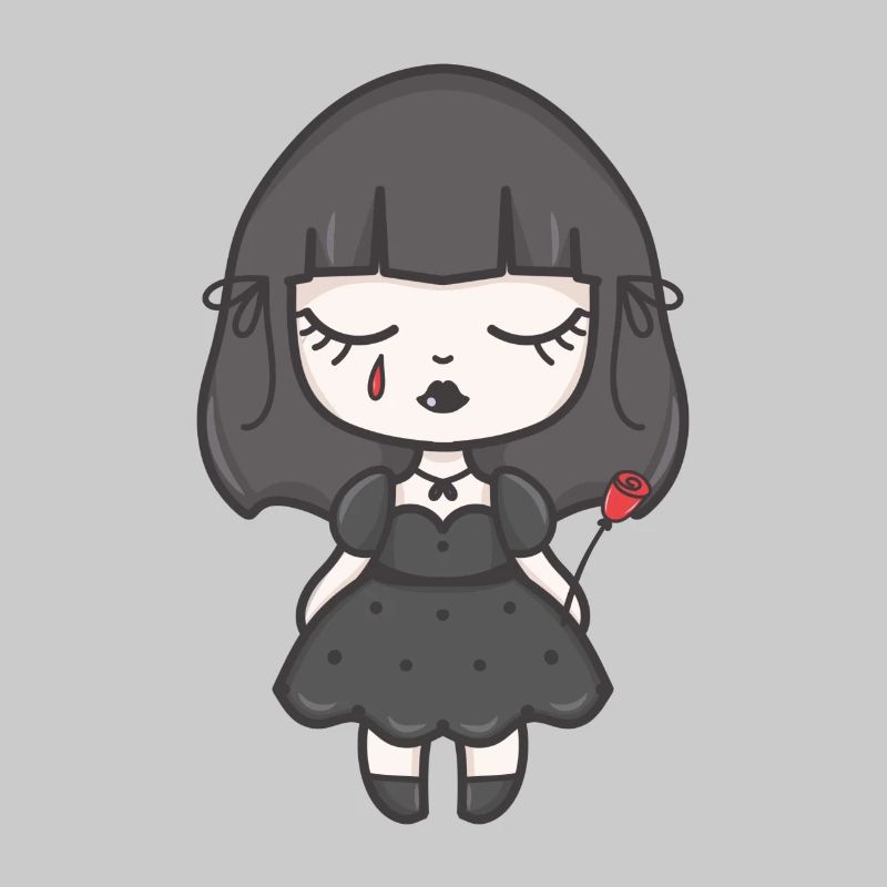 Gothic Doll with Red Rose