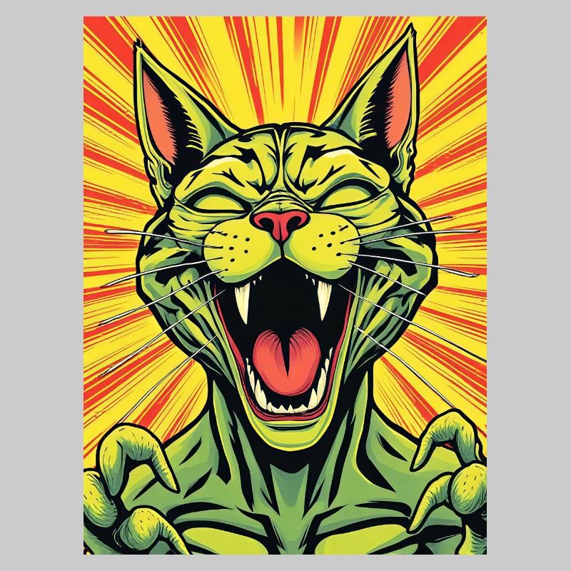 Lachende Katze Comicdruck