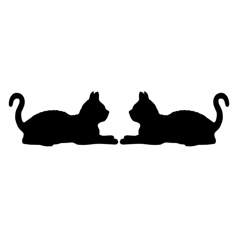 2 silhouette de chats couchés