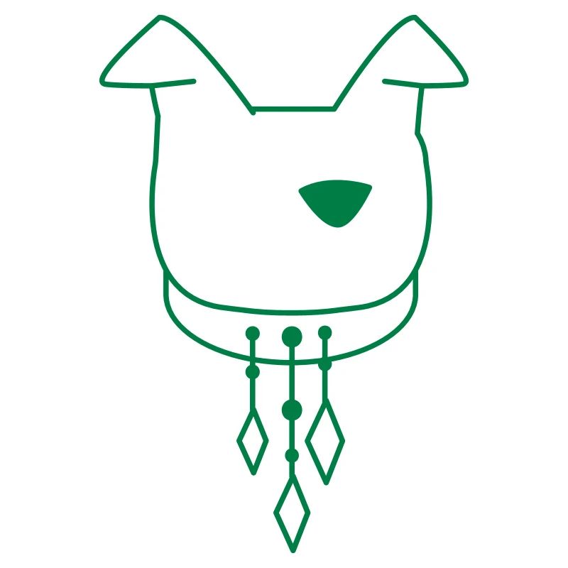 Tête de chien avec collier suspendu