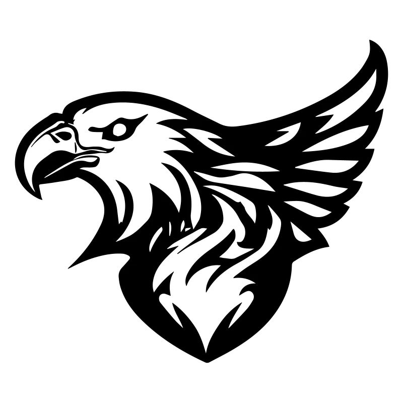 eagle's head with wing in profile on one side