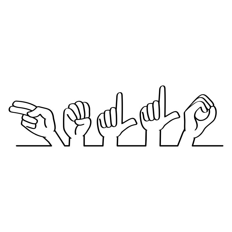 Sign slogan hello sign language. Deaf language.