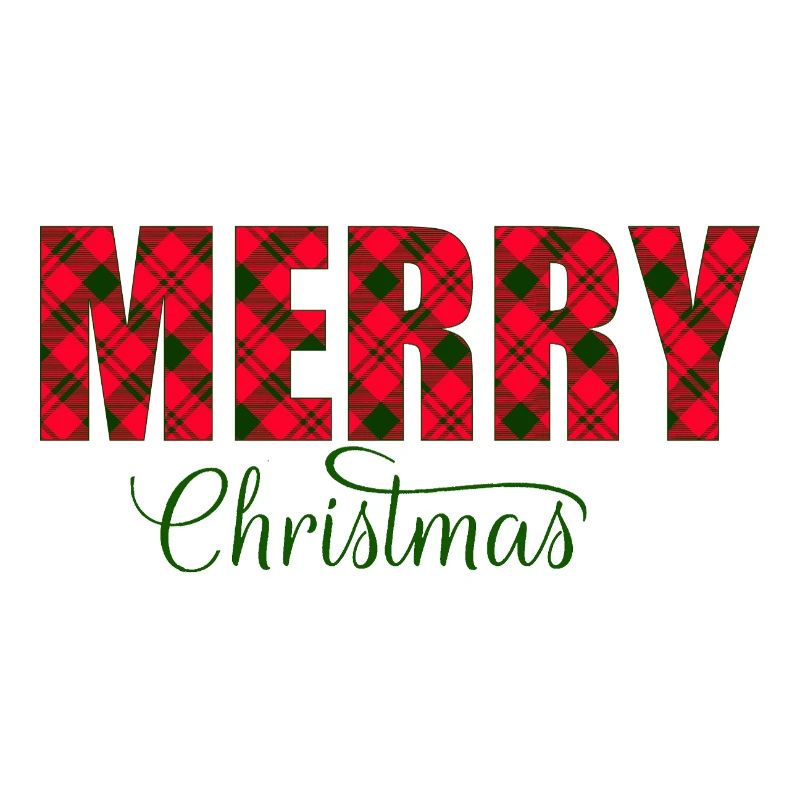 Merry Christmas Plaid Script
