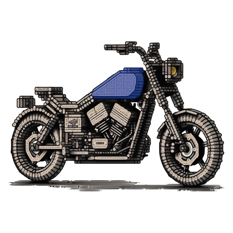 Chopper als Oldtimer Motorrad in Pixelart