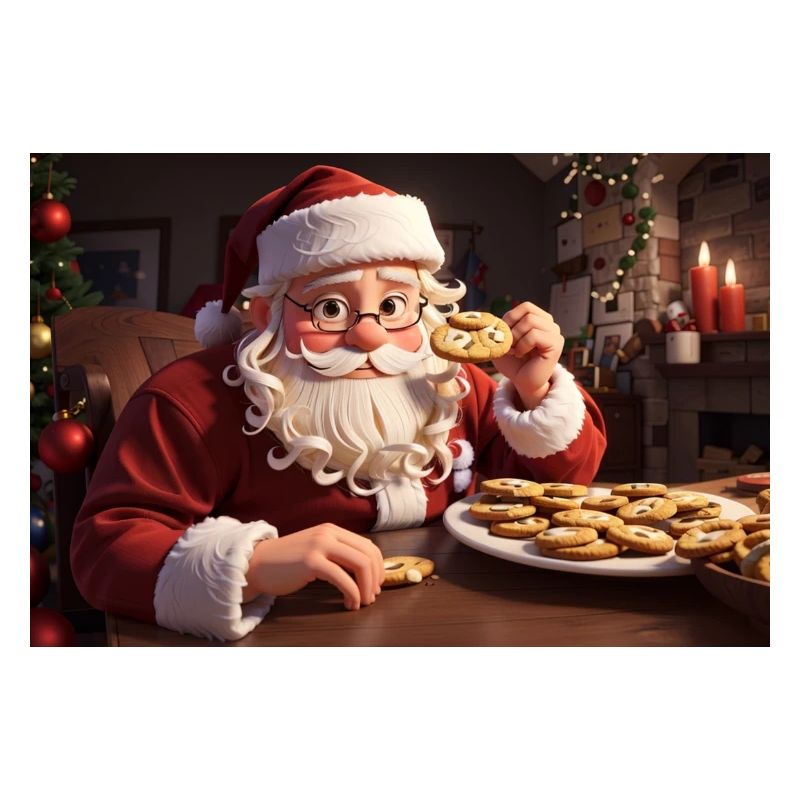 Le Père Noël de Noël mangeant des biscuits Noël