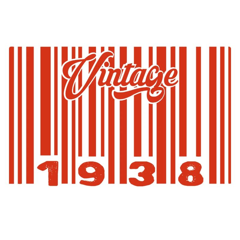 Vintage 1938 Born In 1938 87 Years Bar Code Anniversai
