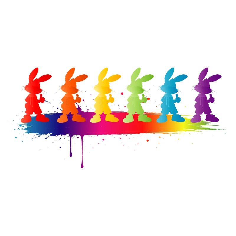 Bunte Hasen Silhouette Regenbogen Kinder Motiv