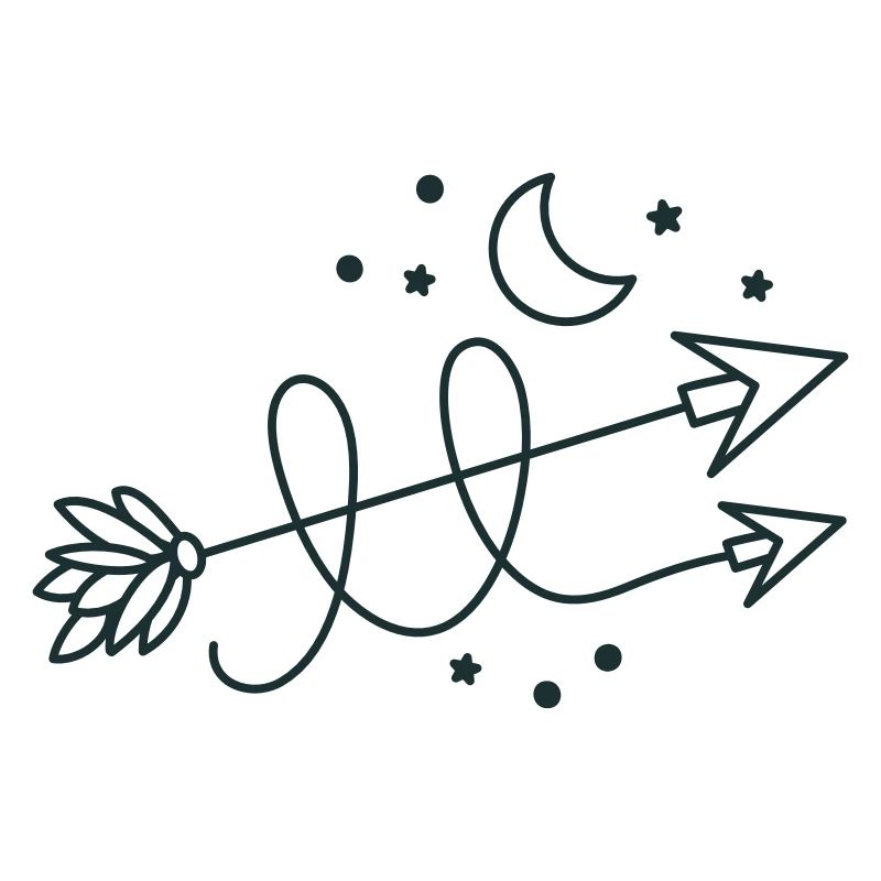 direction des flèches avec croissant de lune