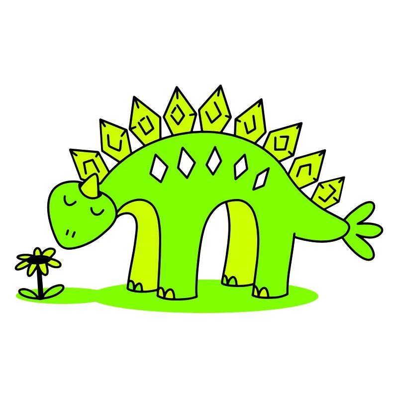 Kleiner Dino riecht eine Blume