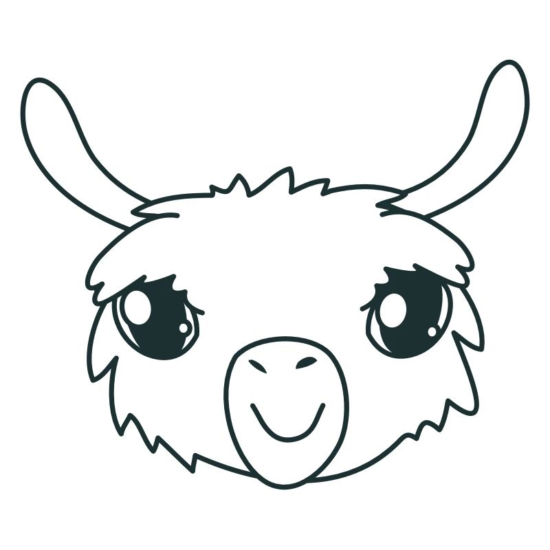 llama head with a cute little smile