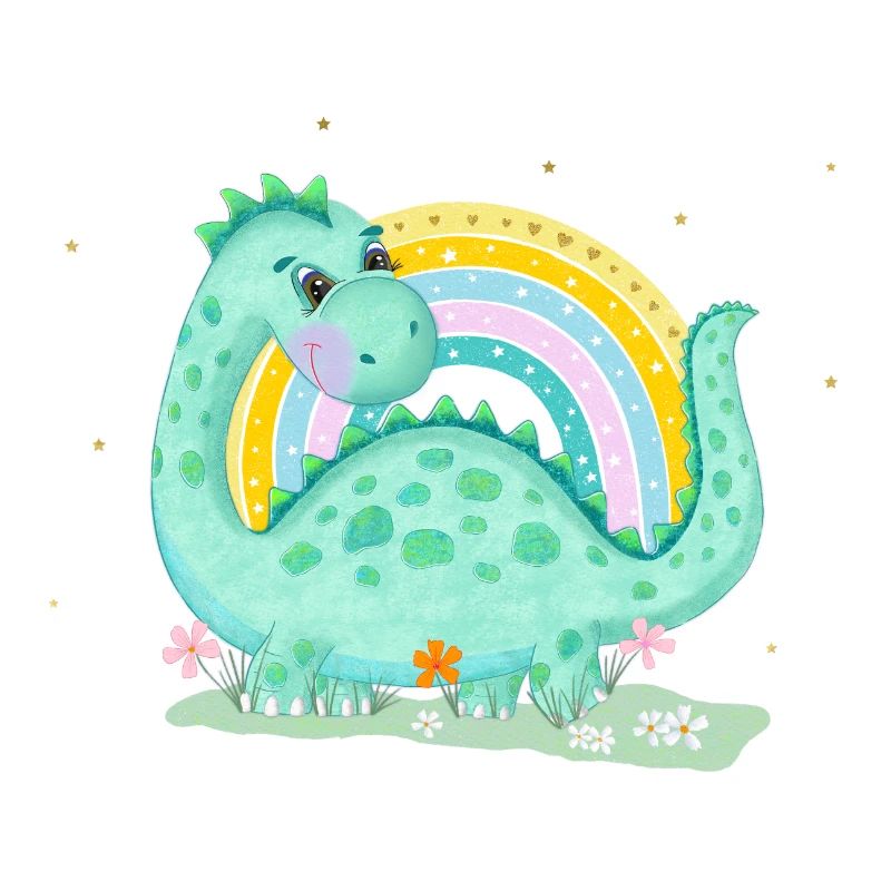 Dinosaurs with rainbows