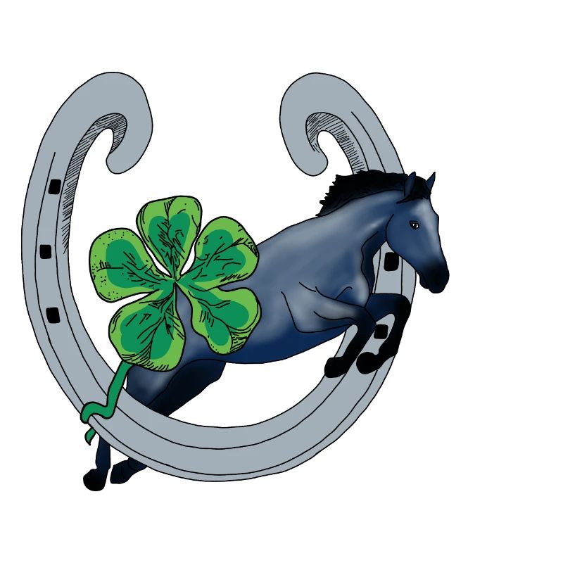 Cheval avec Chance et Trèfle Vert
