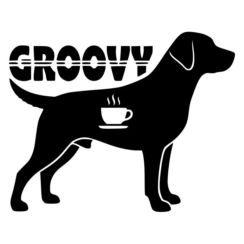 Groovy Hund Kaffee Silhouette Retro