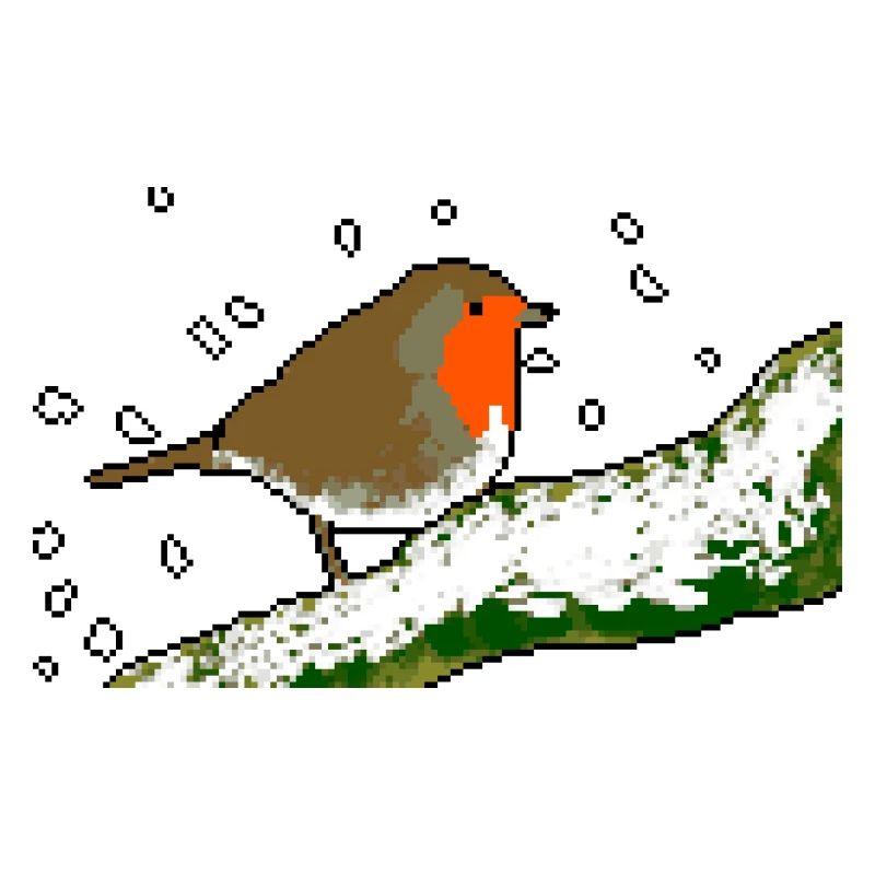 Robin winter snow pixel