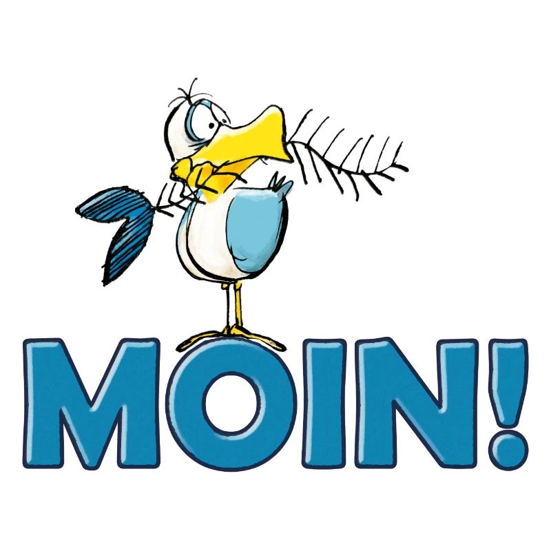 lustige Moin Möwe mit Gräte