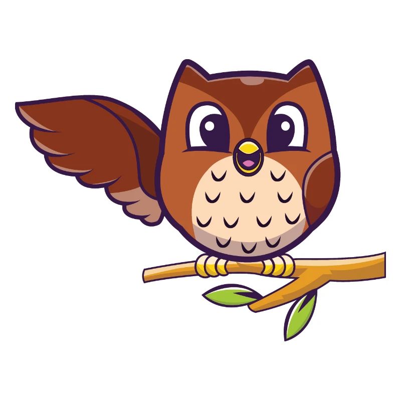 Hello Owl - Eule sitzt auf Ast und winkt