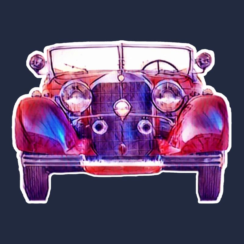 Rot-Blauer Klassischer Oldtimer
