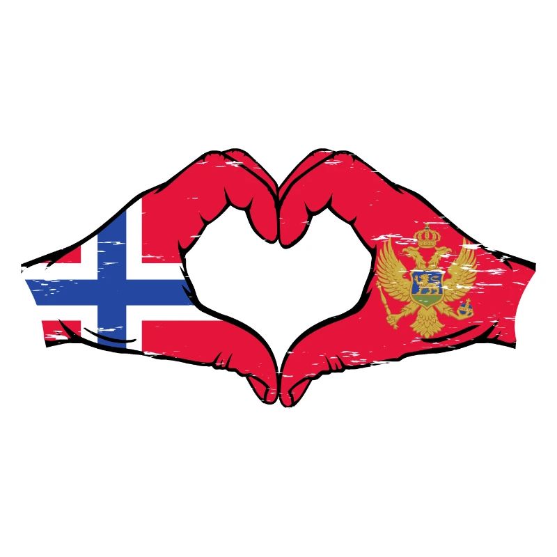Norvège Monténégro drapeau mains forme coeur utilisé