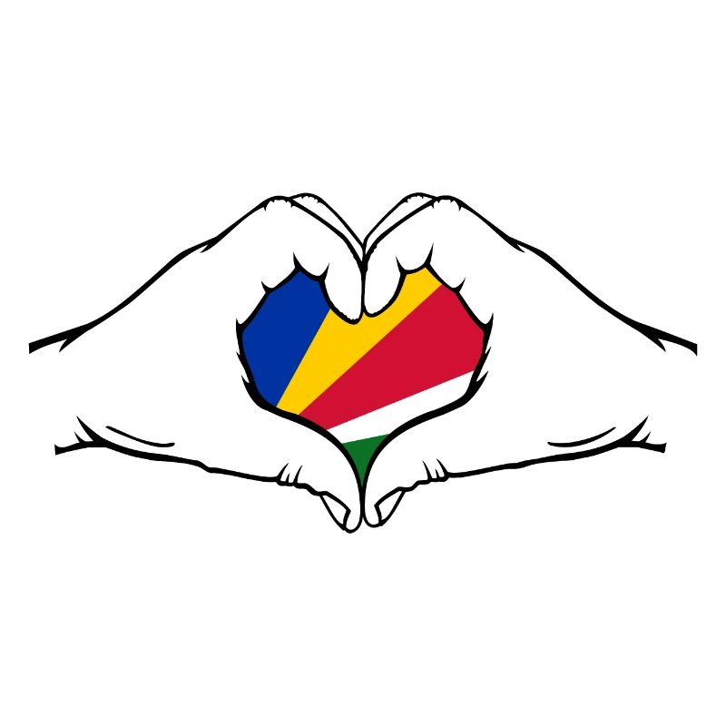 Drapeau des Seychelles Mains Forme Coeur