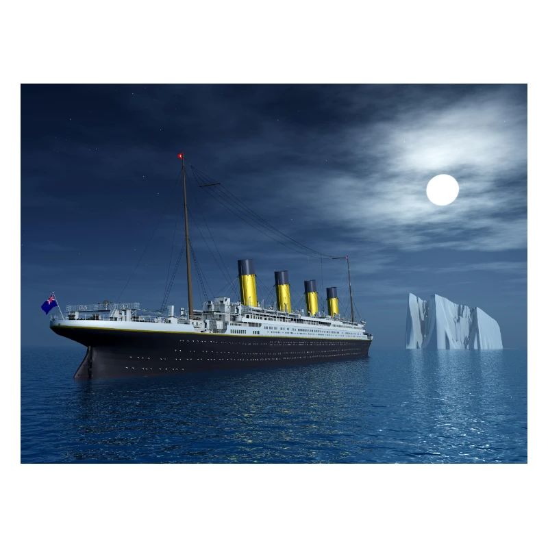 Historisches Passagierschiff Titanic und Eisberg