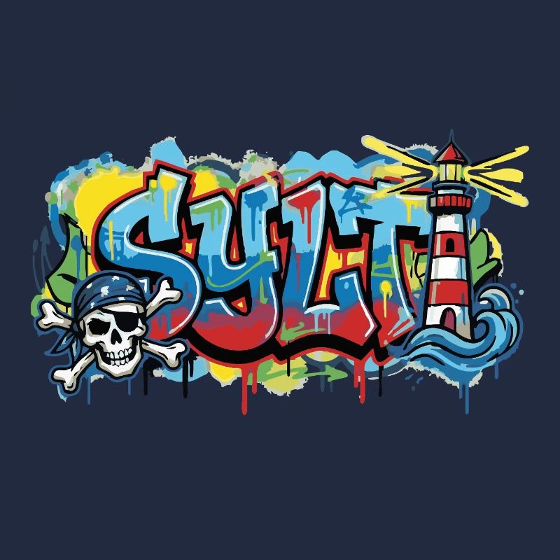 Sylt Graffiti mit Leuchtturm