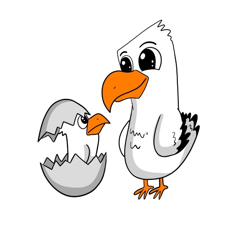 Mouette avec bébé Mouette