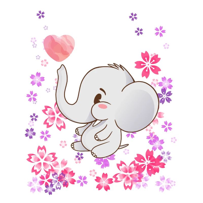 Bébé éléphant avec des fleurs