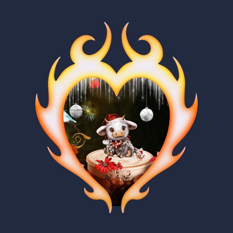 Süße Weihnachtskuh mit Vogel