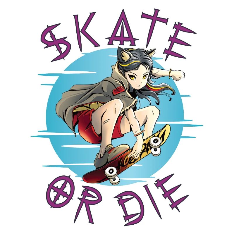 Skate oder stirb Skateboarder Anime Mädchen
